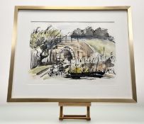 G McConnell, Old Railway Alotment, watercolour / ink and wash on paper, signed pencil bottom