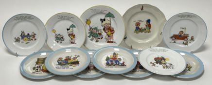 A collection of children’s plates, comprising six NHS Nursery Rhyme plates, including 
