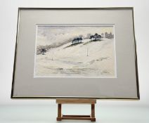 G.McConnell, Snow at Eddelston, watercolour, signed and dated '84 bottom right, paper label verso,