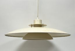 A Danish 'Belid' cream lacquered metal kitchen suspending light, formed of two layers (d. 50cm),