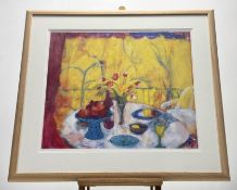 Ann Oram RSW (Scottish Contemporary), Mimosa Lunch Southern France, limited 58/975 lithograhic