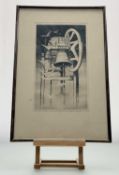 Andrew Samuel, The Abbey Bell, woodblock print, signed and titled in pencil below, in a glazed