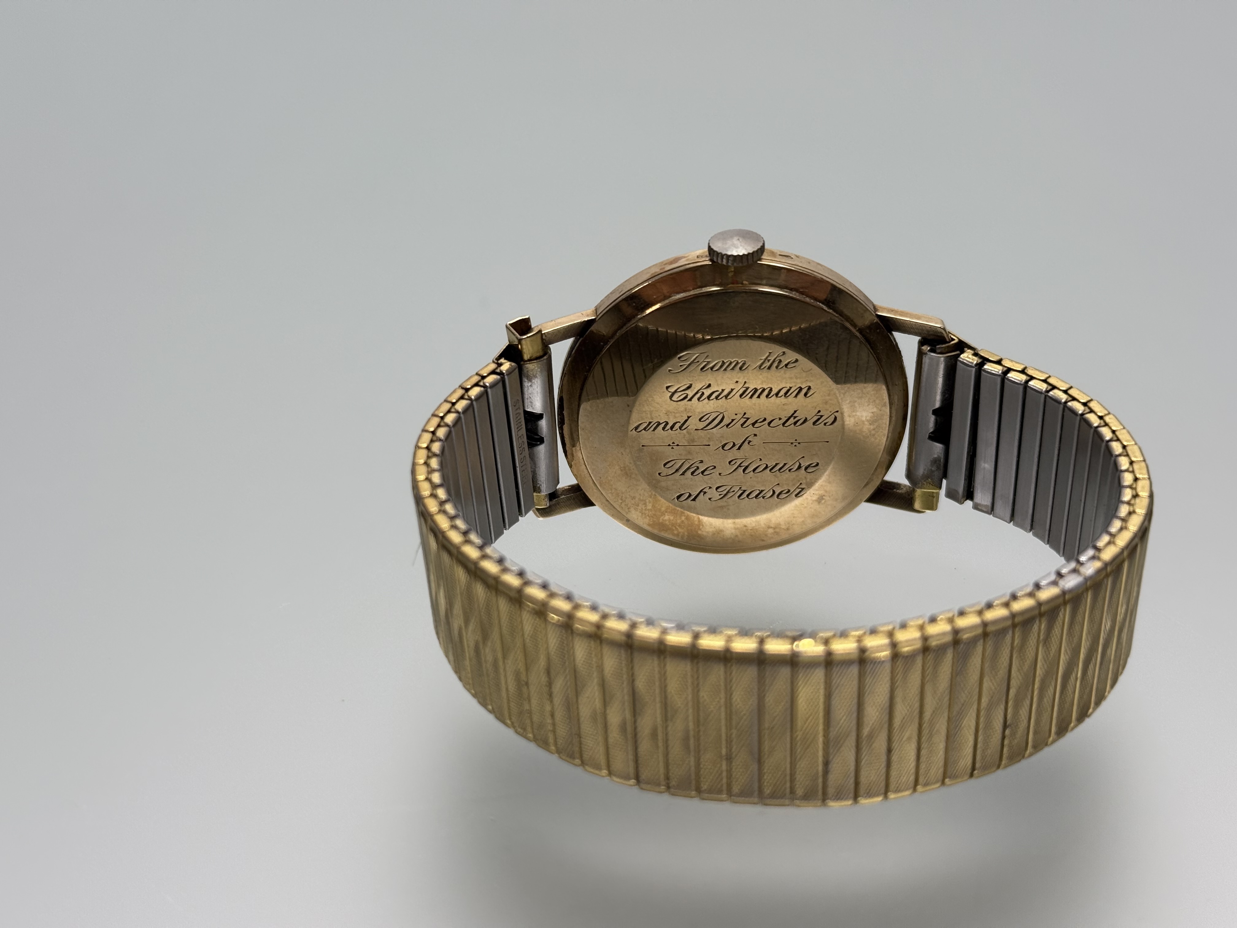 A vintage 9ct gold Record Deluxe presentation manual wind wristwatch with silvered dial baton hour - Image 2 of 2