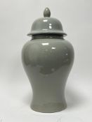 A 20thc Chinese celadon-glazed vase and cover of baluster form, unmarked (h. 50cm)