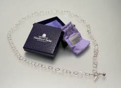 A Hamilton & Inches Edinburgh silver hammered circular chain link necklace with hammered T-bar and a
