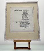 A framed signed 1970's Poem of the Month Club page by John Betjeman CBE (British 1906-1984) titled -