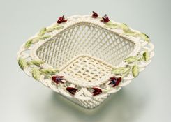A Belleek Garden Fuchsia Basket limited edition 160/1500, marked verso (h-5cm w-14cm).