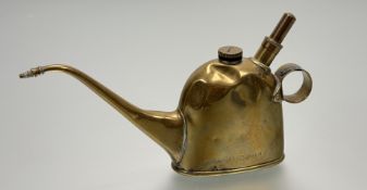 A vintage brass Joseph Lucas Birmingham Motoring oil can with engraved writing - Jos.Lucas Ltd B'Ham