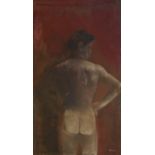 Brent Millar (Scottish 1950-), Male Nude, signed bottom right, oil on canvas, framed. (repair made