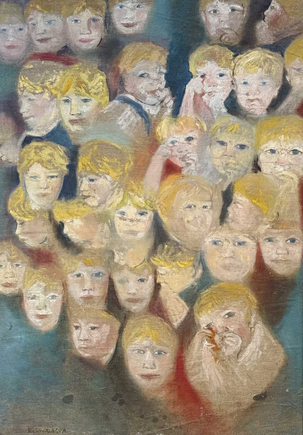 E Brodasya (Russian School) Childrens Faces Studies, oil on canvas, signed bottom left, framed. (