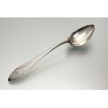 A Danish-style exceptionally large silver-plated serving spoon: l. x 40.5cm unmarked