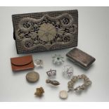 A collection of costume jewellery to include a Moroccan white metal rope link bracelet: d. x 6cm