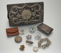 A collection of costume jewellery to include a Moroccan white metal rope link bracelet: d. x 6cm