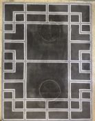 A modern grey wool carpet, Burban by Eichholtz, mid-grey geometric square pattern on dark grey