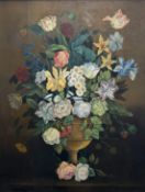 K.Grahms, A Still of a blooming flowering bouquet, oil on canvas, signed bottom left, in a gilt