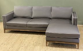 An impressive modern L-shaped sofa by The Sofa & Chair Company London, gray cushions with white
