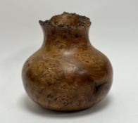 Ron Noble (Scottish), a turned bur elm vase for Alba Designs with natural edge (h. 23cm)
