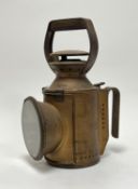 A 20thc Guards railway lamp, coppered finish and embossed 'BR' for British Rail, with loop