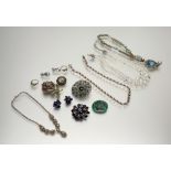 An Austrian iredescent three stand graduated faceted crystal bead necklace: l. x 20cm together