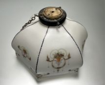 A 1920s/30s Art Deco style white frosted glass ceiling light, decorated with Neo-Classical style