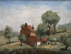 Victor Dolphyn (1901-1992), Rural European house in the countryside, oil on canvas, signed bottom