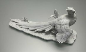 A West German A.K. Kaiser white bisque porcelain Chinese pheasant figure, limited edition No.140/