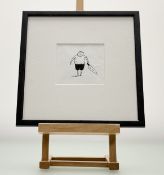 A Contemporary School, Sketch of a boy holding a knife, black ink on paper, unsigned, in a glazed