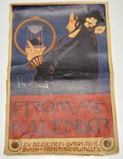 A unframed Art Nouveau print titled, Fromme Klander Norn Goddess of Fate, designed by Koloman