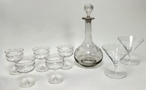 A pair of Waterford Crystal short-stemmed martini glasses (h. 12.2cm), together with a Victorian