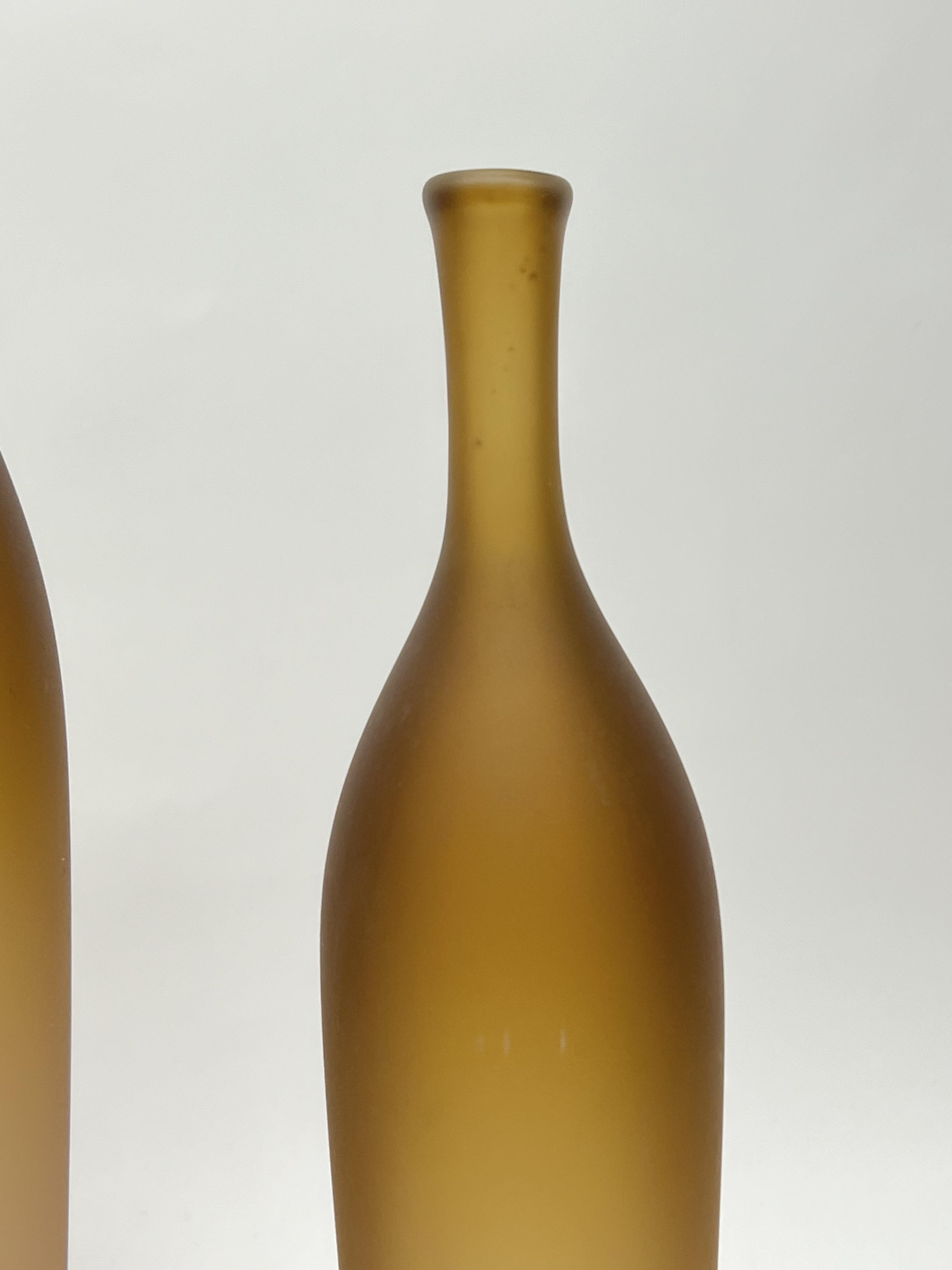 Robert Marshall (British, 1961-), a graduated pair of studio glass bottle vases of slender form, - Image 2 of 4