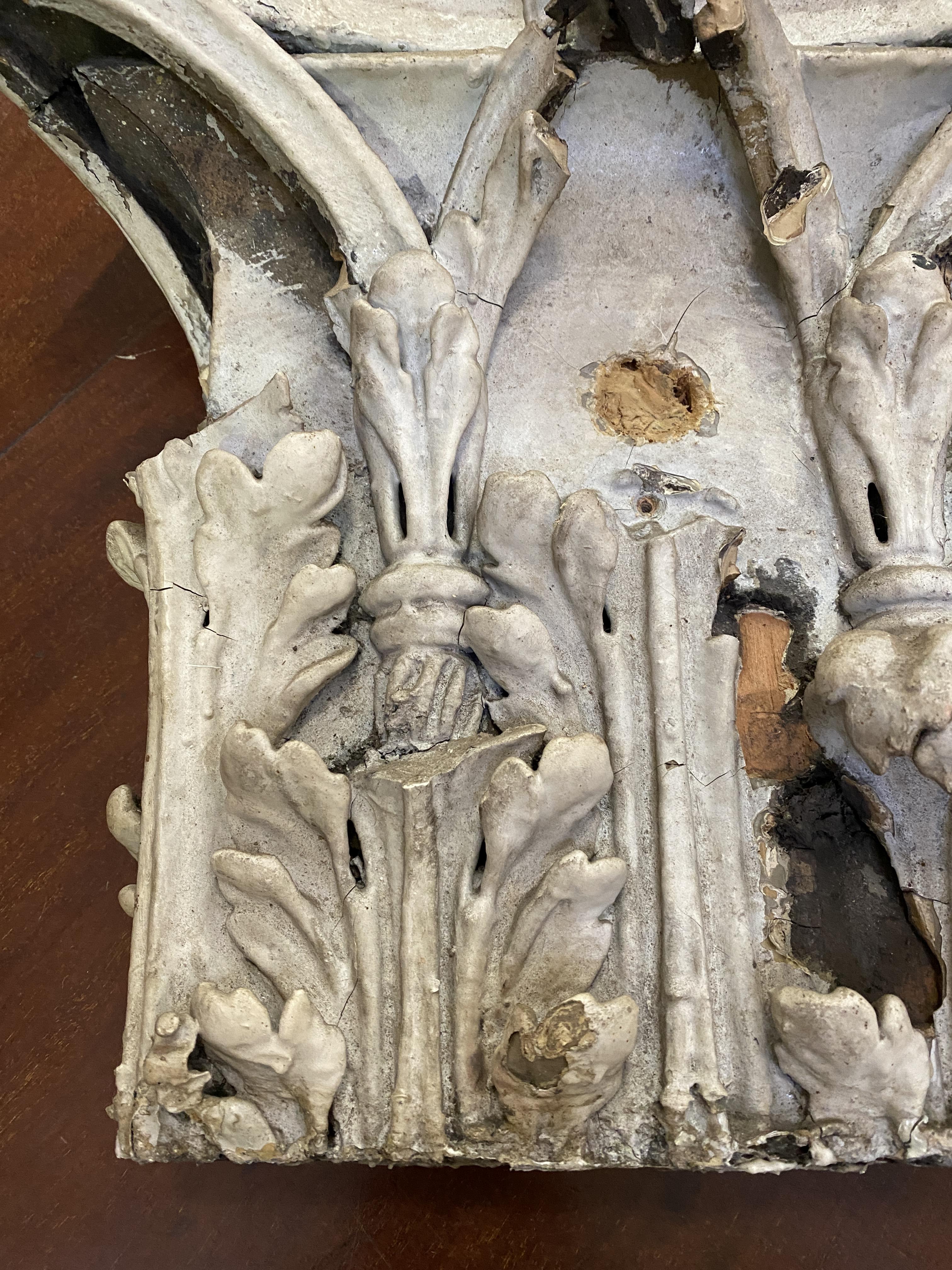 A pair of pitch pine pilasters with Corinthian capitals, tapering, the capitals of carved wood and - Image 8 of 9