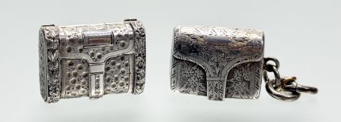 Two silver vinaigrettes of messenger bag form: the first John Shaw, Birmingham, c. 1800 (date letter
