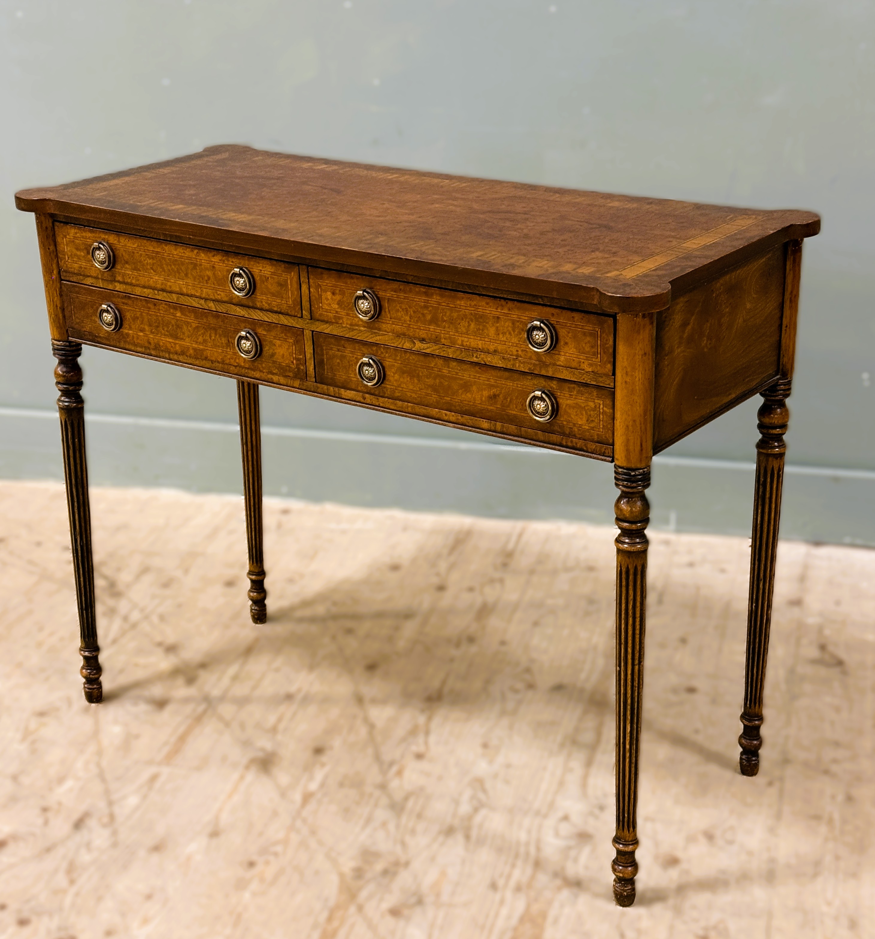 A George III style crossbanded walnut canteen table containing a composed silver flatware service, - Image 7 of 12