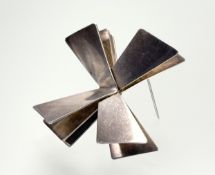 Georg Jensen, a sterling silver brooch, no.335, designed by Nanna and Jorgen Ditzel, of three angled