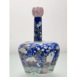 A Chinese famille rose porcelain garlic-neck tulip vase, probably 19th century, of bulbous pentafoil