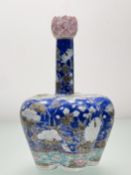 A Chinese famille rose porcelain garlic-neck tulip vase, probably 19th century, of bulbous pentafoil