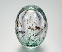 Edward Hald for Orrefors: a Graal fish vase or paperweight, internally decorated with fish