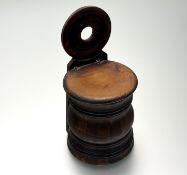 A 19th century treen salt box, probably Scottish, of baluster form, of banded, staved