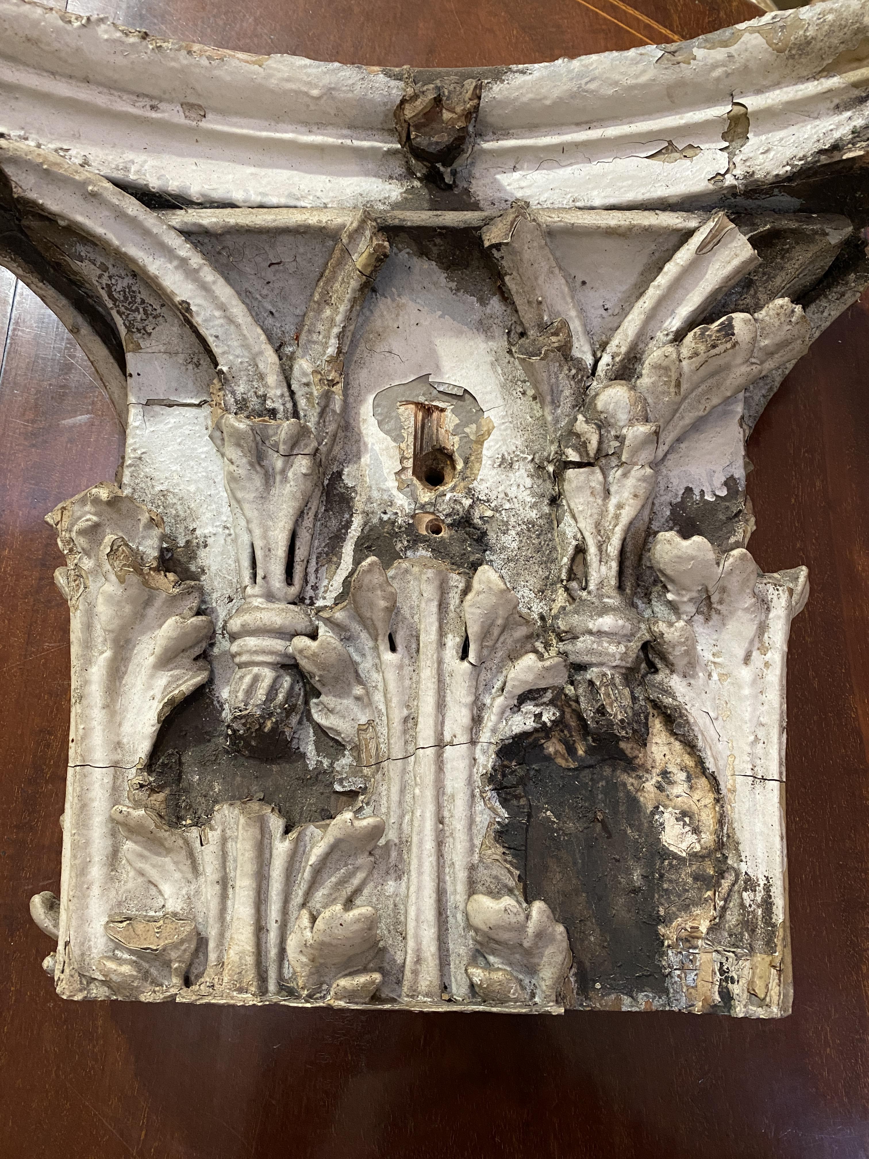 A pair of pitch pine pilasters with Corinthian capitals, tapering, the capitals of carved wood and - Image 9 of 9