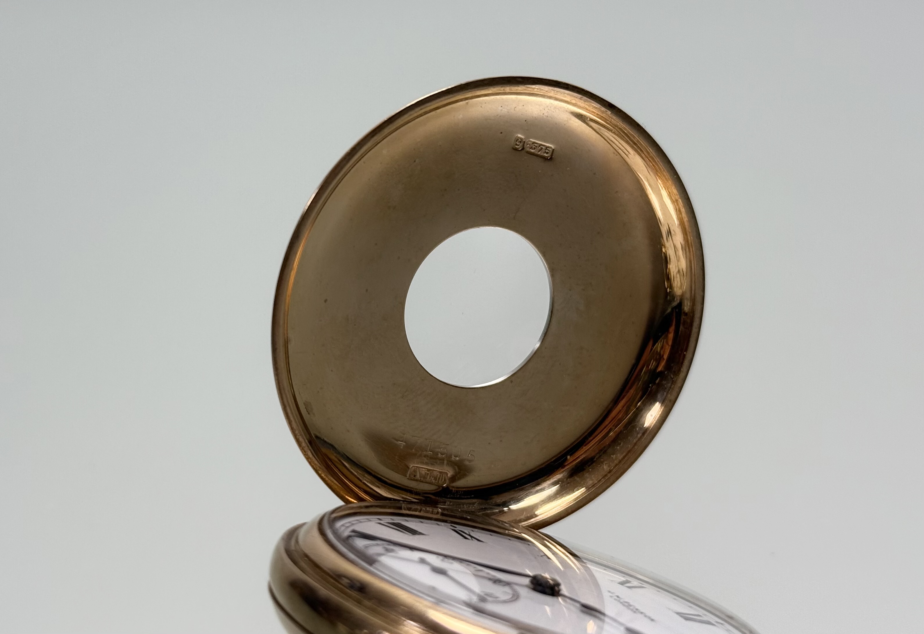 A George V 9ct gold half hunter pocket watch, the case hallmarked for Birmingham 1929, Benson London - Image 5 of 6