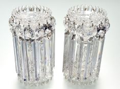A good pair of cut glass girandoles, late Regency/George IV in clear glass, complete with