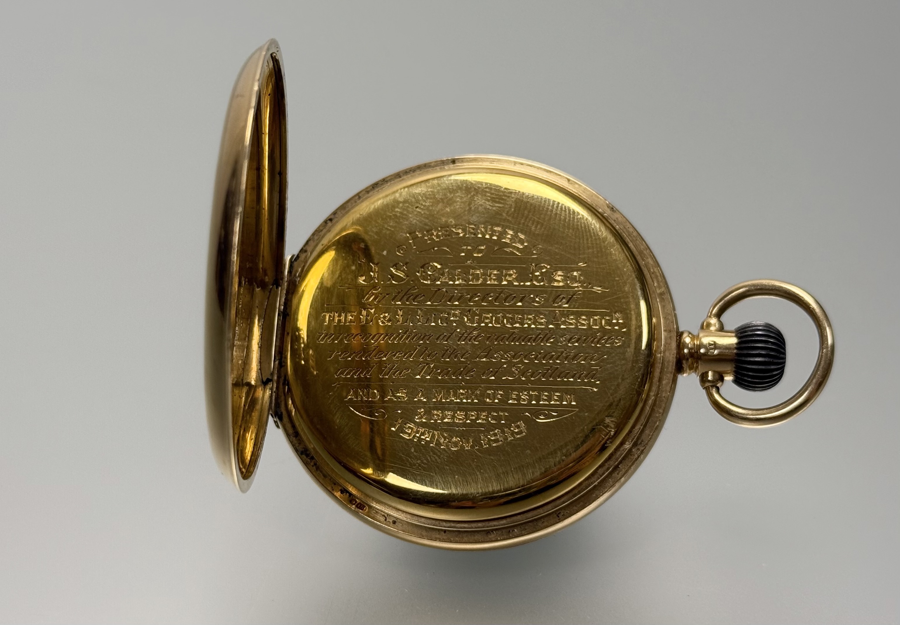 A George V 18ct gold half hunter pocket watch, the case hallmarked for Birmingham 1919, Zenith - Image 2 of 4