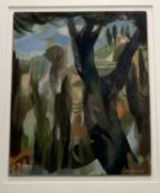 Y Julia Heseltine (British, 1933-2023), The Road to Siena, signed lower right, oil on board, framed.