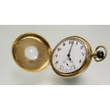 A George V 18ct gold half hunter pocket watch, the case hallmarked for Birmingham 1919, Zenith