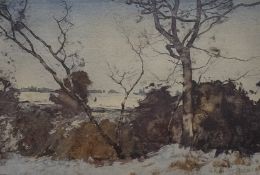 Robert Burns H.R.S.A., R.S.W. (Scottish, 1869-1941), Humbie Dean, Winter, signed lower right,