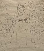 Y Attributed to Augustus Edwin John O.M. R.A. (1878-1961), Gypsy with a Crook, ink on paper,