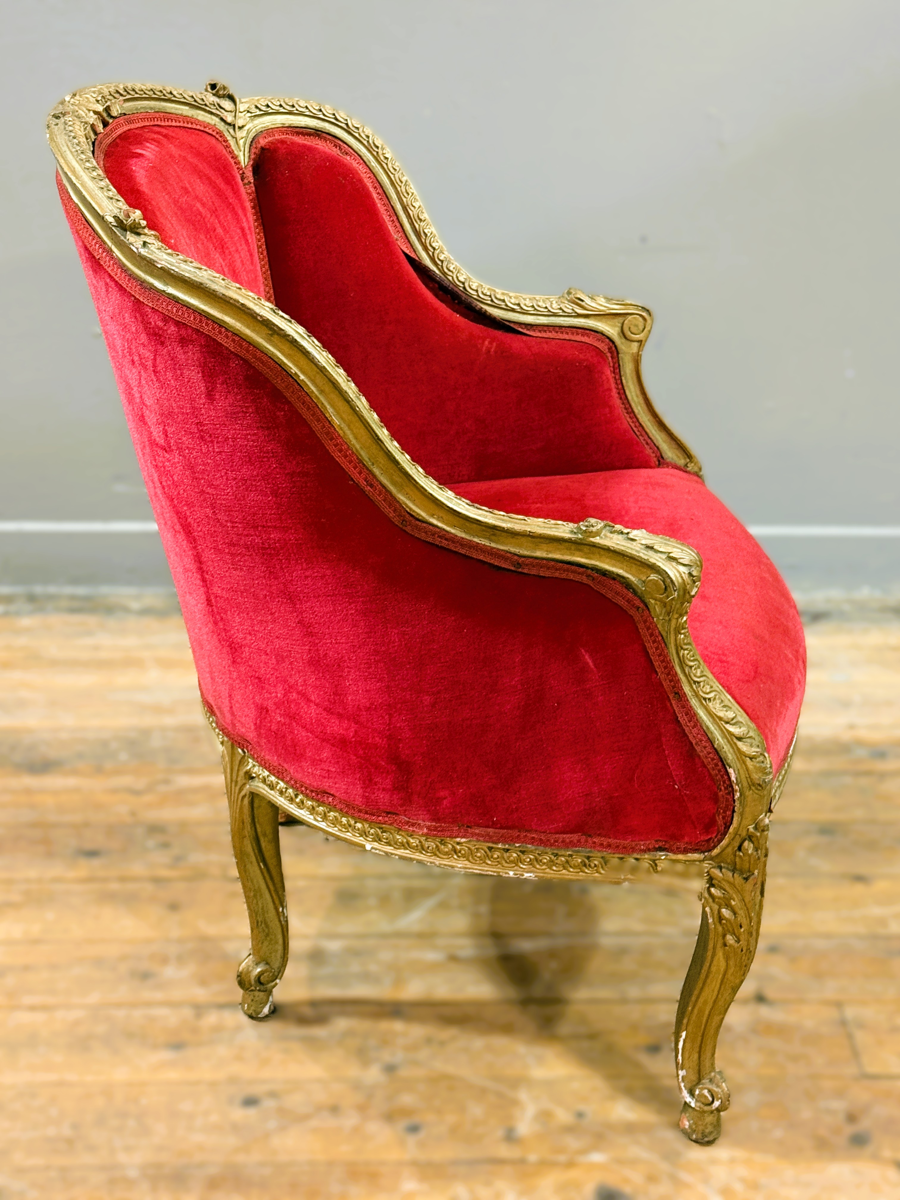 A late 19thc./early 20thc Louis XV style duchesse brisee, with scrolling giltwood painted frame, - Image 6 of 15