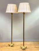 A pair of gilt-metal standard lamps in the Neoclassical taste, 20th century, each fluted columnar