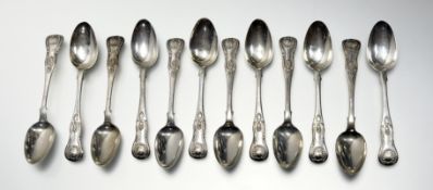 A set of twelve Victorian Scottish silver teaspoons, Queen's pattern, William Marshall, Edinburgh,