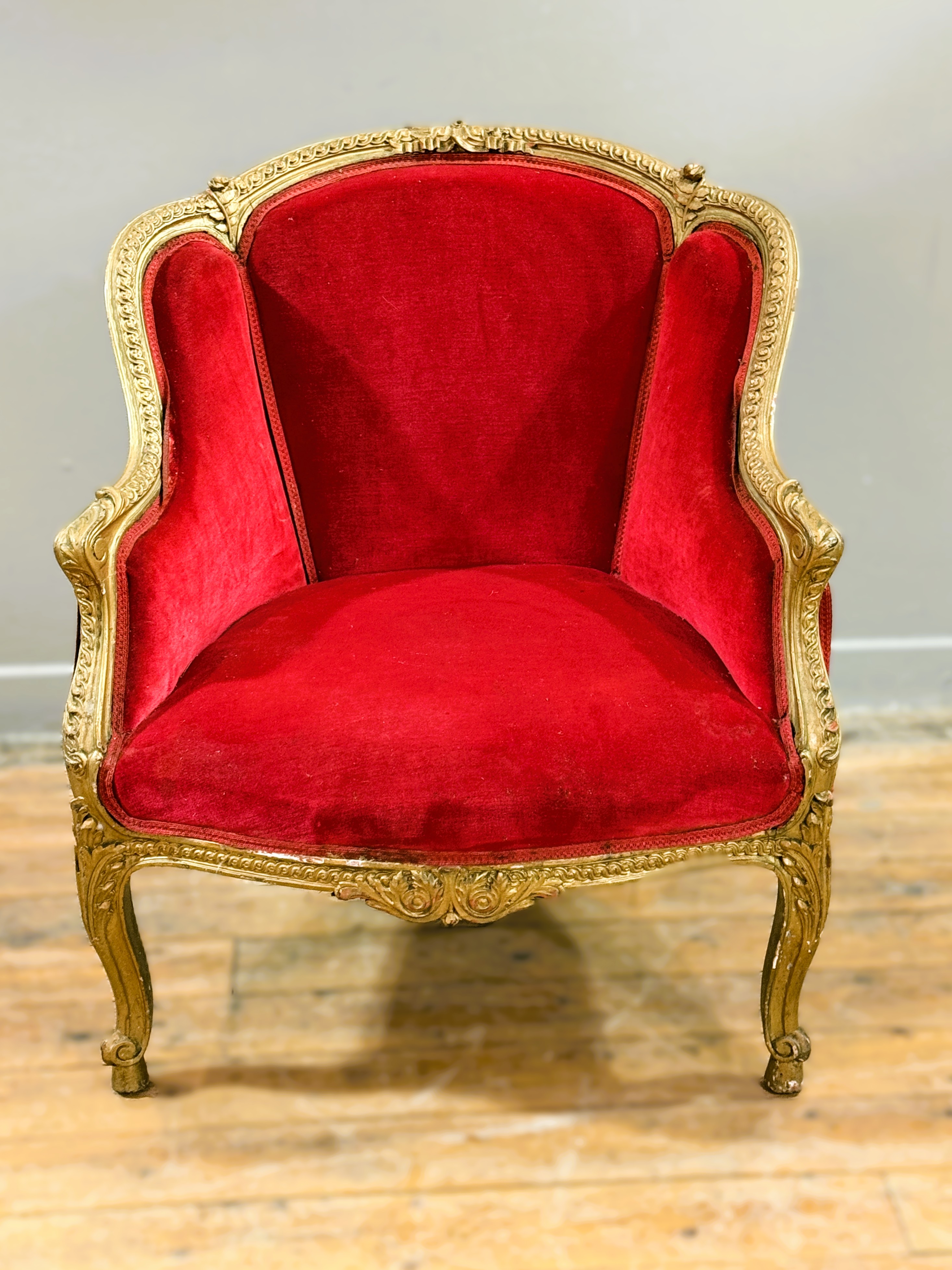 A late 19thc./early 20thc Louis XV style duchesse brisee, with scrolling giltwood painted frame, - Image 5 of 15